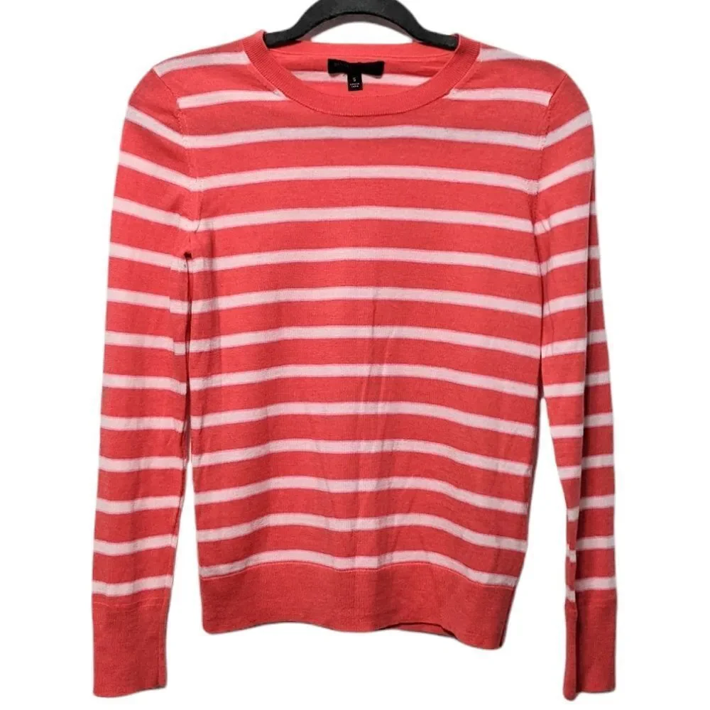 BANANA REPUBLIC 100% Merino Wool Striped Sweater Pink White S